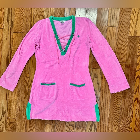 Lilly Pulitzer Other - Lilly Pulitzer Pink Coverup Dress with Green Trim